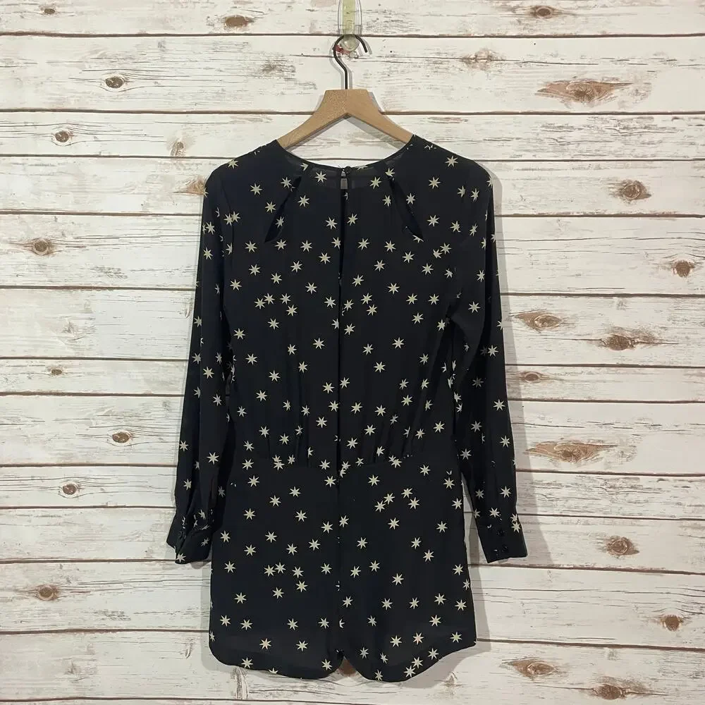 Pam & Gela Long Sleeve Silk Romper - Black & Cream - 0 - Picture 13 of 15